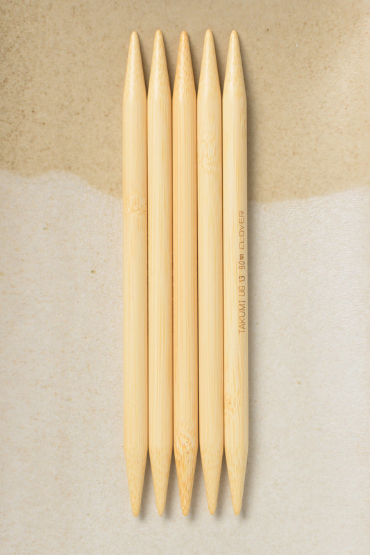 Clover Takumi Bamboo Double Point Needles 7"