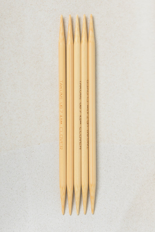 Clover Takumi Bamboo Double Point Needles 5"